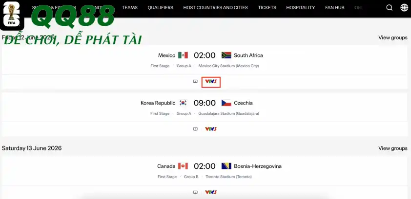 Website của FIFA cho biết VTV là đơn vị phát sóng World Cup 2026 ở Việt Nam Website của FIFA cho biết VTV là đơn vị phát sóng World Cup 2026 ở Việt Nam